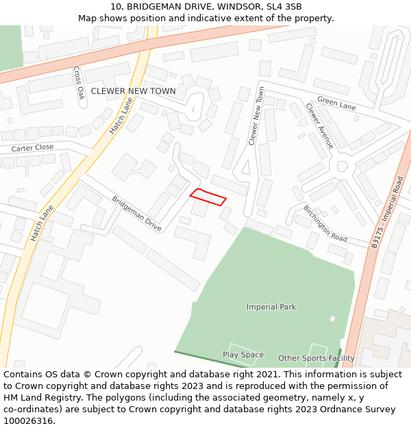 10, BRIDGEMAN DRIVE, WINDSOR, SL4 3SB: Location map and indicative extent of plot