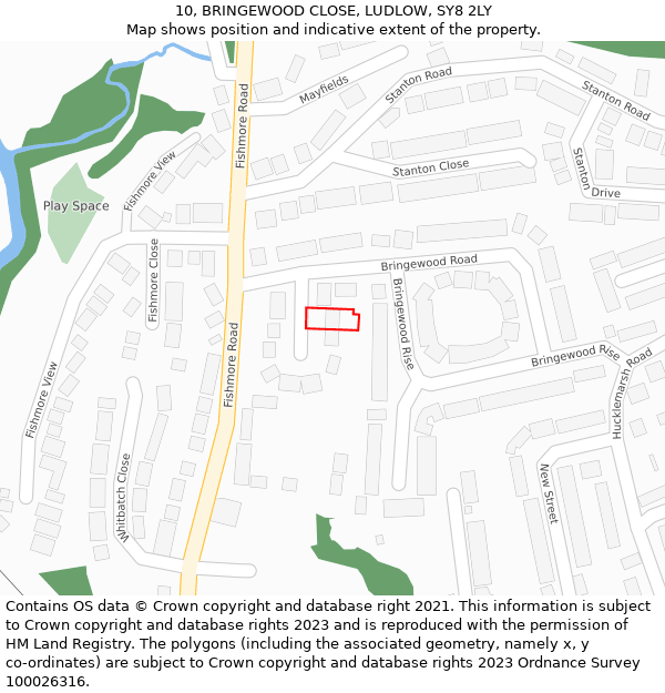 10, BRINGEWOOD CLOSE, LUDLOW, SY8 2LY: Location map and indicative extent of plot