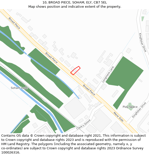 10, BROAD PIECE, SOHAM, ELY, CB7 5EL: Location map and indicative extent of plot