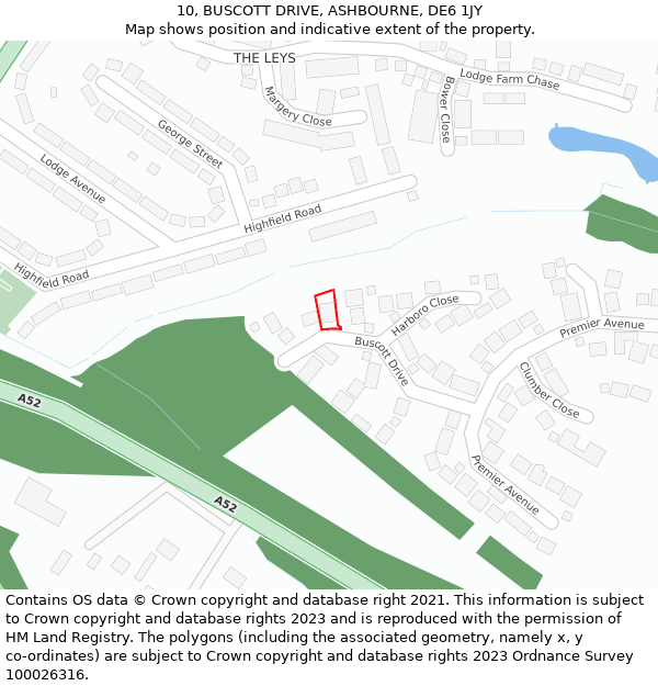 10, BUSCOTT DRIVE, ASHBOURNE, DE6 1JY: Location map and indicative extent of plot