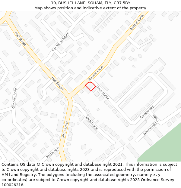 10, BUSHEL LANE, SOHAM, ELY, CB7 5BY: Location map and indicative extent of plot