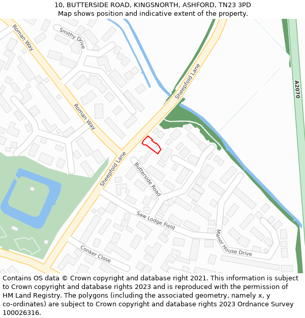 10, BUTTERSIDE ROAD, KINGSNORTH, ASHFORD, TN23 3PD: Location map and indicative extent of plot