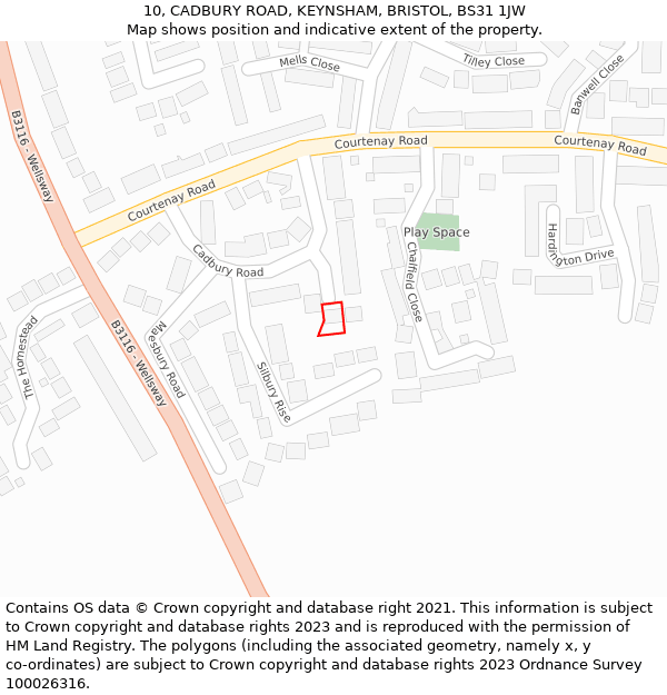 10, CADBURY ROAD, KEYNSHAM, BRISTOL, BS31 1JW: Location map and indicative extent of plot