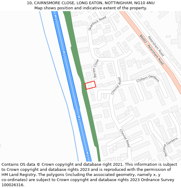 10, CAIRNSMORE CLOSE, LONG EATON, NOTTINGHAM, NG10 4NU: Location map and indicative extent of plot