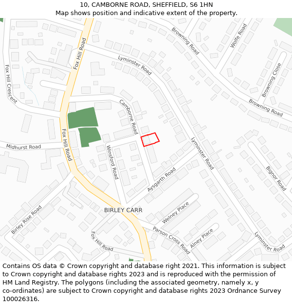 10, CAMBORNE ROAD, SHEFFIELD, S6 1HN: Location map and indicative extent of plot