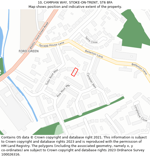 10, CAMPIAN WAY, STOKE-ON-TRENT, ST6 8FA: Location map and indicative extent of plot