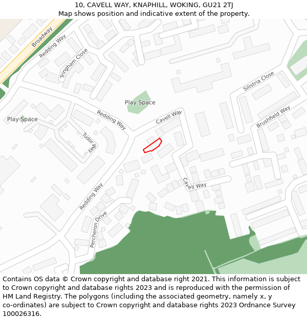 10, CAVELL WAY, KNAPHILL, WOKING, GU21 2TJ: Location map and indicative extent of plot