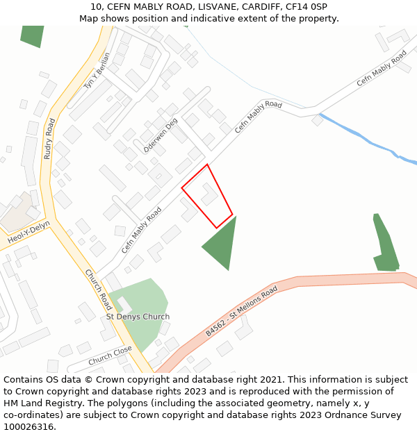 10, CEFN MABLY ROAD, LISVANE, CARDIFF, CF14 0SP: Location map and indicative extent of plot