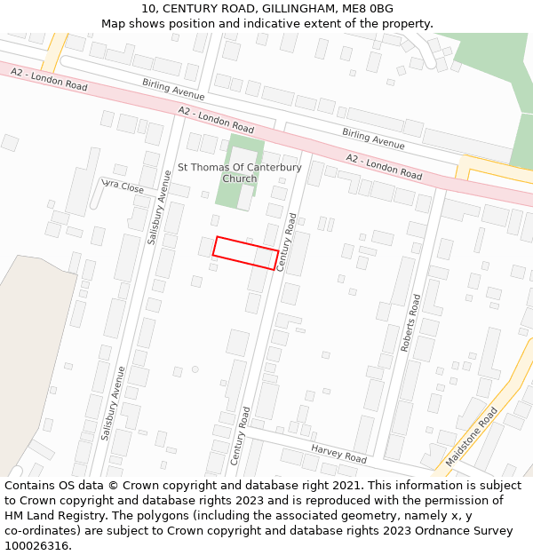 10, CENTURY ROAD, GILLINGHAM, ME8 0BG: Location map and indicative extent of plot