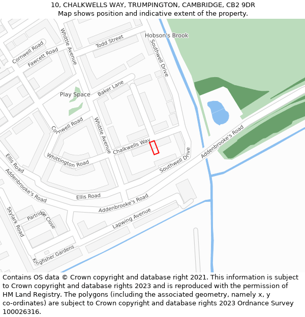 10, CHALKWELLS WAY, TRUMPINGTON, CAMBRIDGE, CB2 9DR: Location map and indicative extent of plot