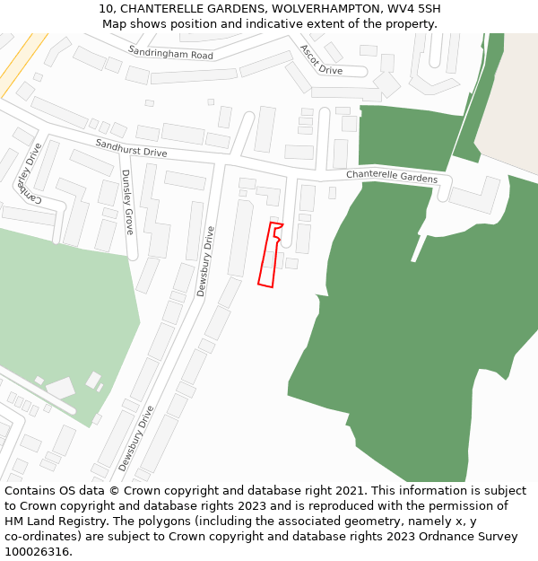 10, CHANTERELLE GARDENS, WOLVERHAMPTON, WV4 5SH: Location map and indicative extent of plot