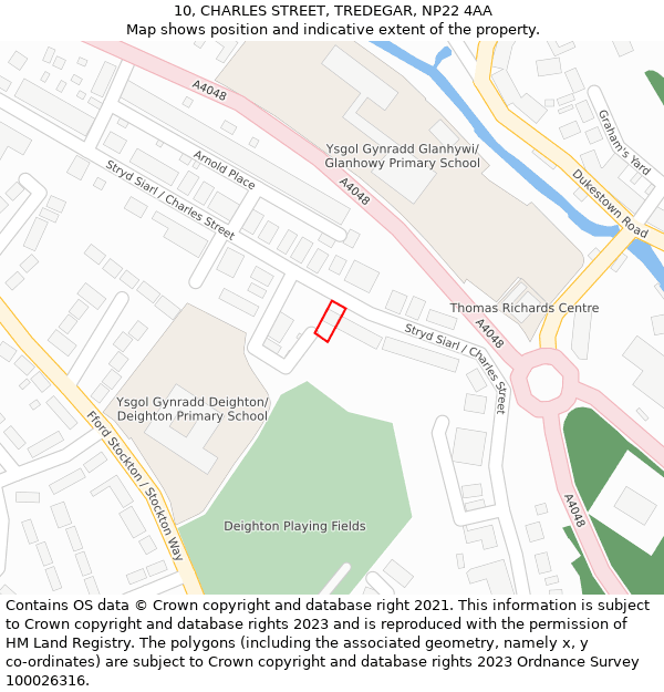 10, CHARLES STREET, TREDEGAR, NP22 4AA: Location map and indicative extent of plot