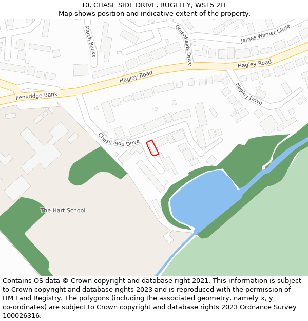 10, CHASE SIDE DRIVE, RUGELEY, WS15 2FL: Location map and indicative extent of plot