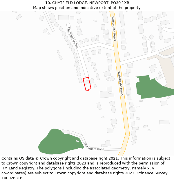 10, CHATFIELD LODGE, NEWPORT, PO30 1XR: Location map and indicative extent of plot
