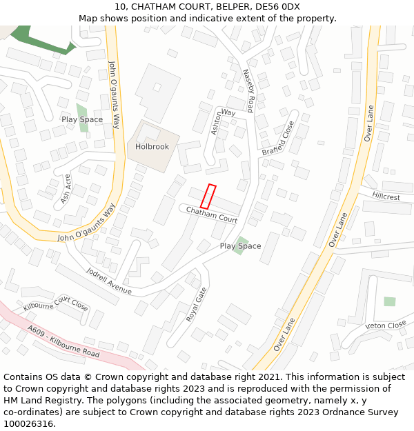 10, CHATHAM COURT, BELPER, DE56 0DX: Location map and indicative extent of plot