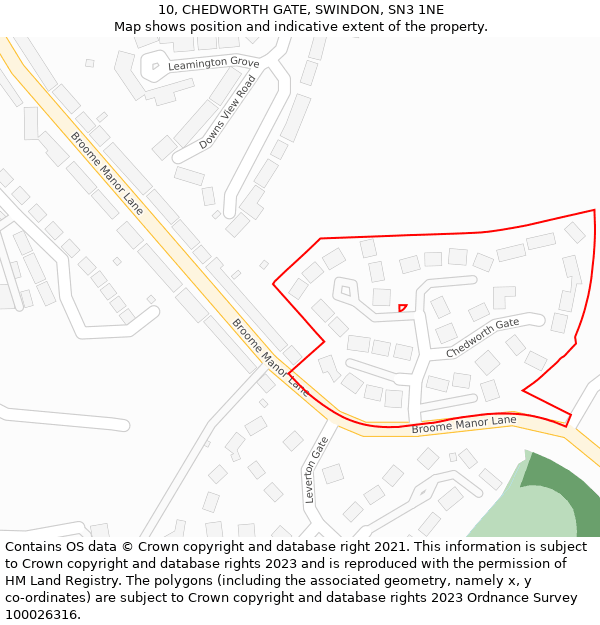 10, CHEDWORTH GATE, SWINDON, SN3 1NE: Location map and indicative extent of plot