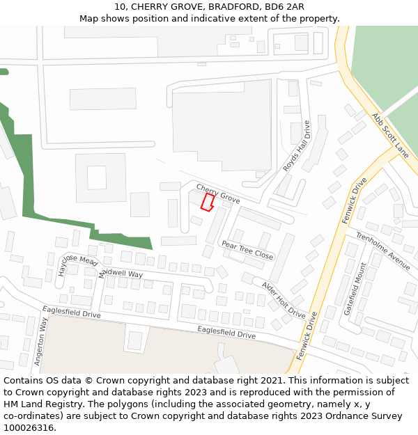 10, CHERRY GROVE, BRADFORD, BD6 2AR: Location map and indicative extent of plot