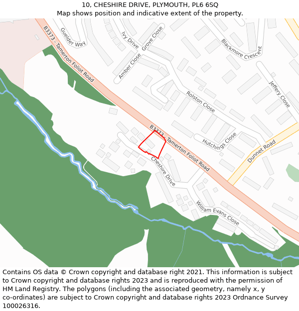 10, CHESHIRE DRIVE, PLYMOUTH, PL6 6SQ: Location map and indicative extent of plot