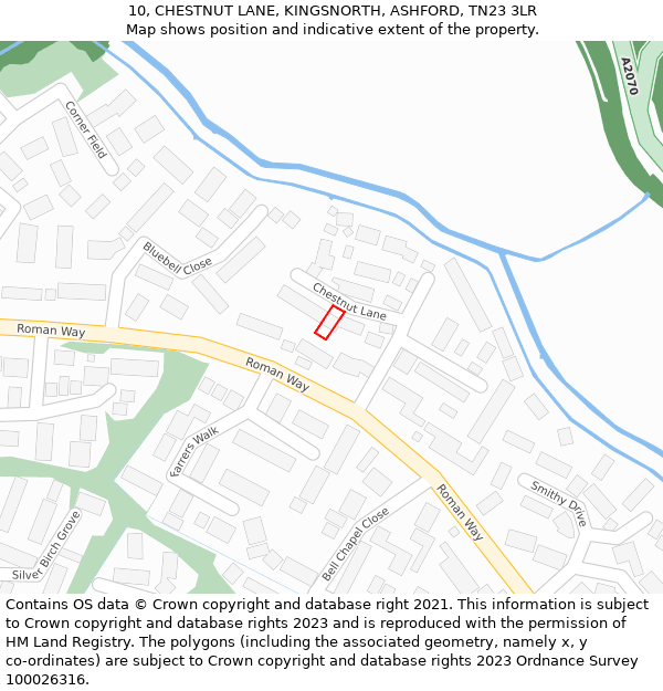 10, CHESTNUT LANE, KINGSNORTH, ASHFORD, TN23 3LR: Location map and indicative extent of plot