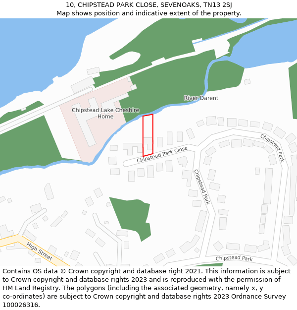 10, CHIPSTEAD PARK CLOSE, SEVENOAKS, TN13 2SJ: Location map and indicative extent of plot