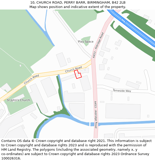 10, CHURCH ROAD, PERRY BARR, BIRMINGHAM, B42 2LB: Location map and indicative extent of plot