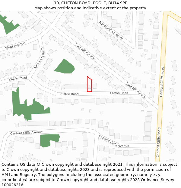 10, CLIFTON ROAD, POOLE, BH14 9PP: Location map and indicative extent of plot