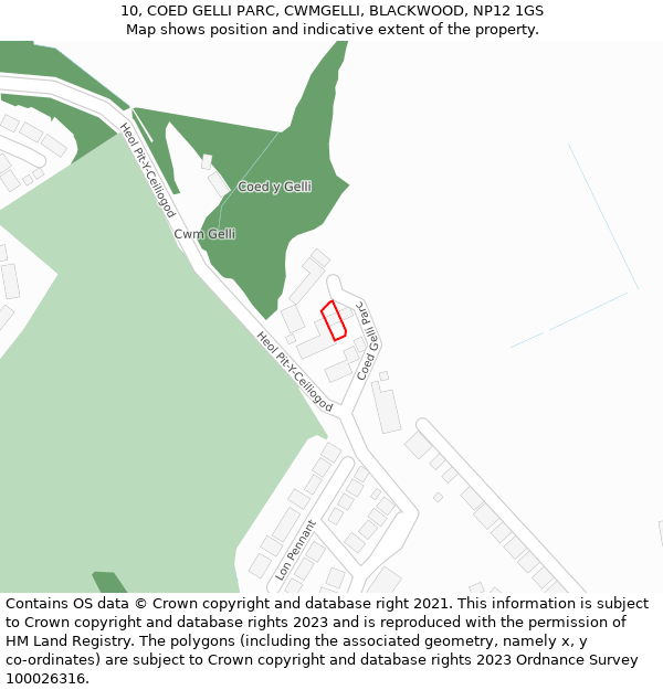 10, COED GELLI PARC, CWMGELLI, BLACKWOOD, NP12 1GS: Location map and indicative extent of plot