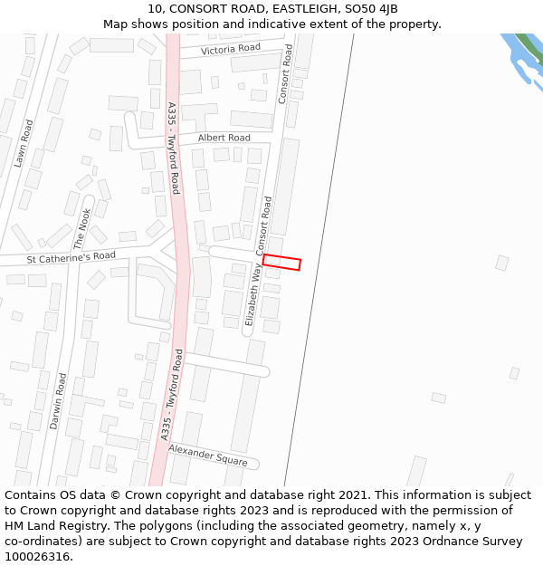 10, CONSORT ROAD, EASTLEIGH, SO50 4JB: Location map and indicative extent of plot