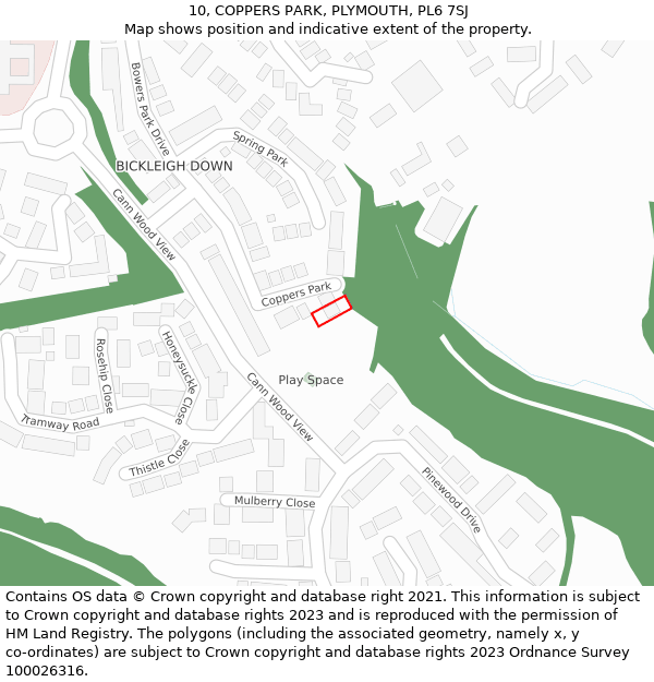 10, COPPERS PARK, PLYMOUTH, PL6 7SJ: Location map and indicative extent of plot