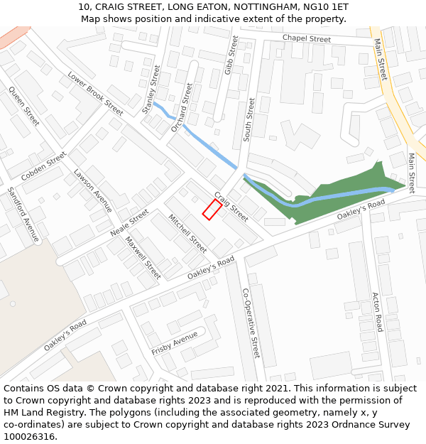 10, CRAIG STREET, LONG EATON, NOTTINGHAM, NG10 1ET: Location map and indicative extent of plot