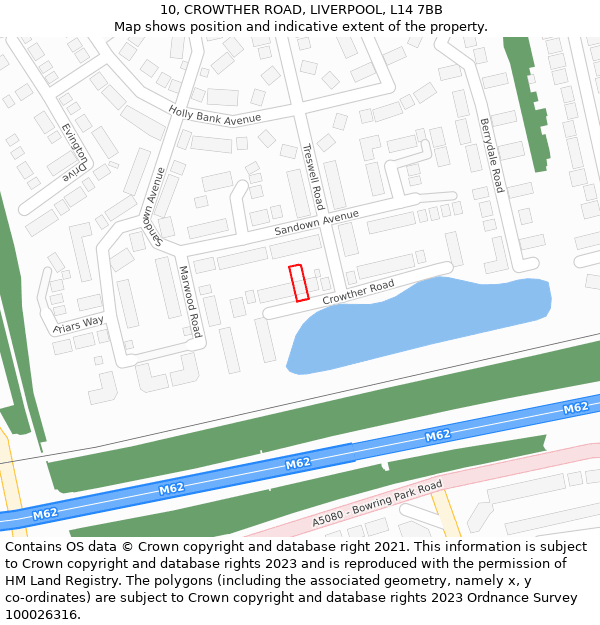 10, CROWTHER ROAD, LIVERPOOL, L14 7BB: Location map and indicative extent of plot