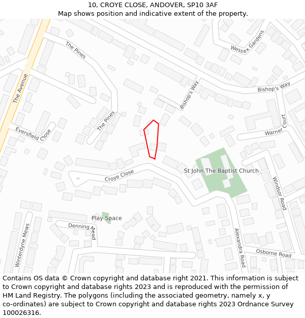 10, CROYE CLOSE, ANDOVER, SP10 3AF: Location map and indicative extent of plot