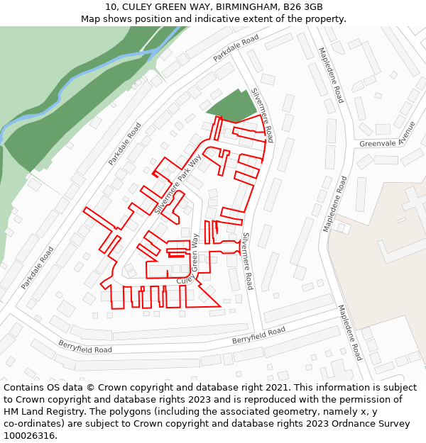 10, CULEY GREEN WAY, BIRMINGHAM, B26 3GB: Location map and indicative extent of plot