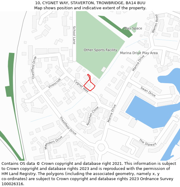 10, CYGNET WAY, STAVERTON, TROWBRIDGE, BA14 8UU: Location map and indicative extent of plot