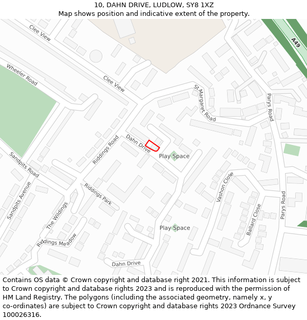 10, DAHN DRIVE, LUDLOW, SY8 1XZ: Location map and indicative extent of plot