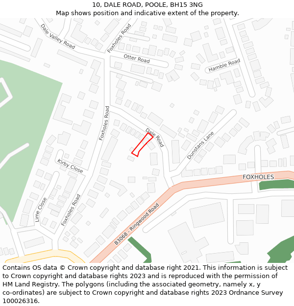 10, DALE ROAD, POOLE, BH15 3NG: Location map and indicative extent of plot
