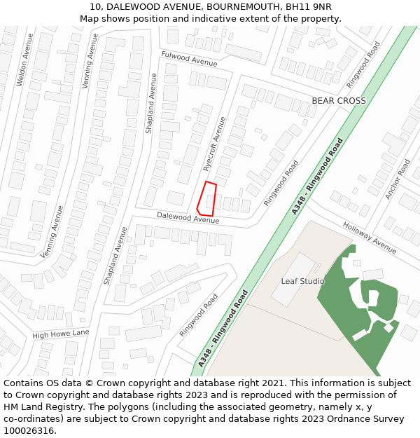 10, DALEWOOD AVENUE, BOURNEMOUTH, BH11 9NR: Location map and indicative extent of plot