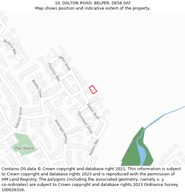 10, DALTON ROAD, BELPER, DE56 0AF: Location map and indicative extent of plot
