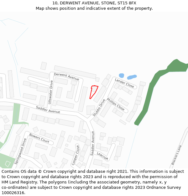 10, DERWENT AVENUE, STONE, ST15 8FX: Location map and indicative extent of plot