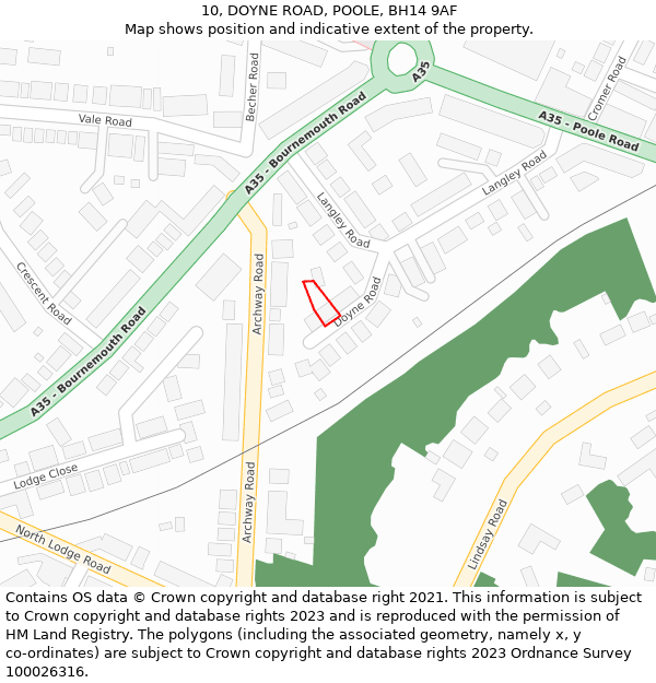 10, DOYNE ROAD, POOLE, BH14 9AF: Location map and indicative extent of plot
