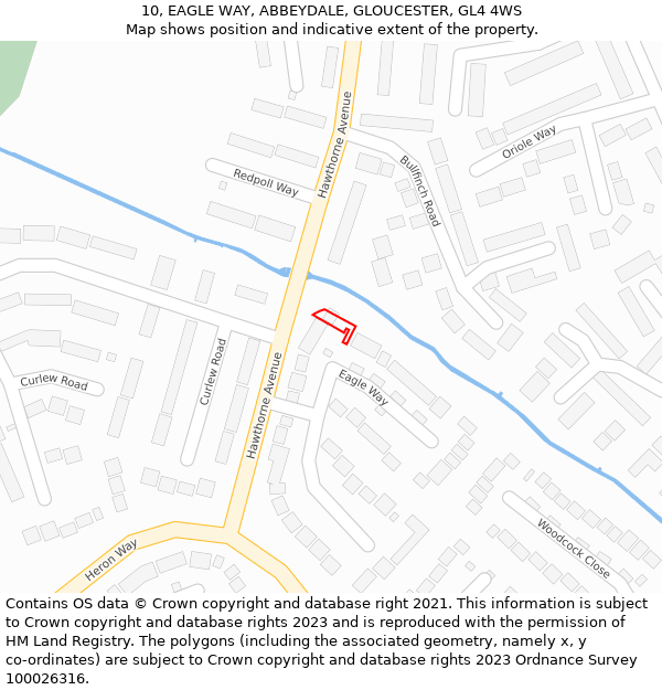 10, EAGLE WAY, ABBEYDALE, GLOUCESTER, GL4 4WS: Location map and indicative extent of plot