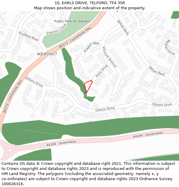 10, EARLS DRIVE, TELFORD, TF4 3SR: Location map and indicative extent of plot