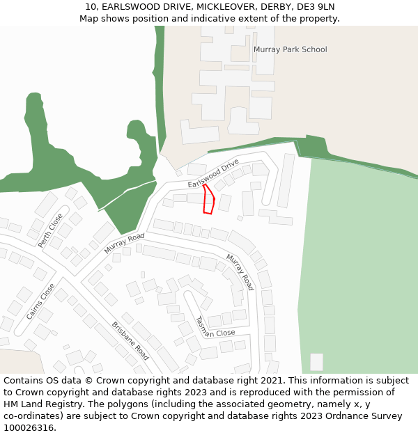 10, EARLSWOOD DRIVE, MICKLEOVER, DERBY, DE3 9LN: Location map and indicative extent of plot