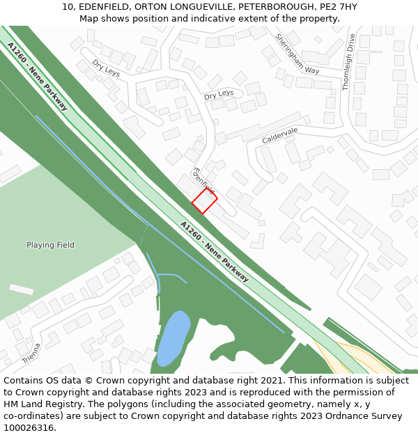 10, EDENFIELD, ORTON LONGUEVILLE, PETERBOROUGH, PE2 7HY: Location map and indicative extent of plot