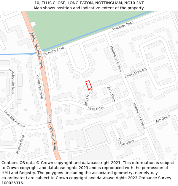 10, ELLIS CLOSE, LONG EATON, NOTTINGHAM, NG10 3NT: Location map and indicative extent of plot