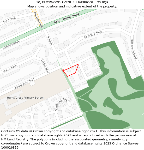10, ELMSWOOD AVENUE, LIVERPOOL, L25 0QP: Location map and indicative extent of plot