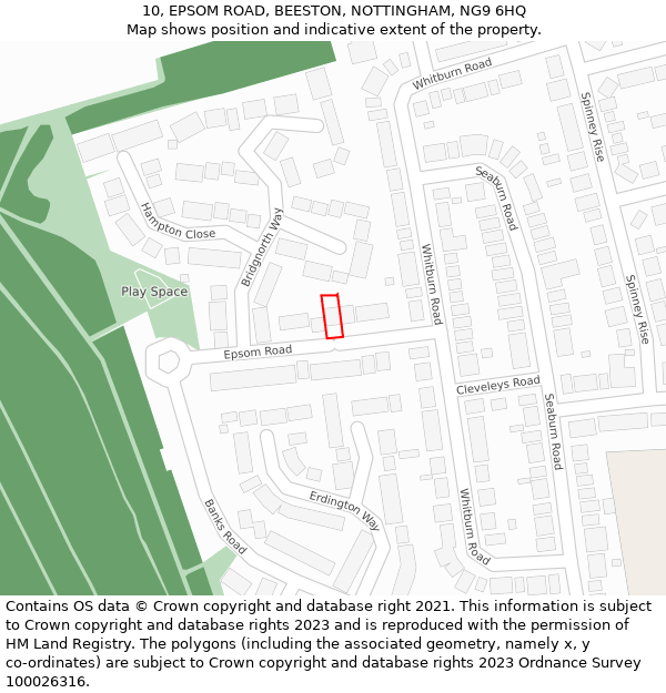 10, EPSOM ROAD, BEESTON, NOTTINGHAM, NG9 6HQ: Location map and indicative extent of plot