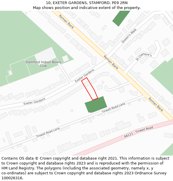 10, EXETER GARDENS, STAMFORD, PE9 2RN: Location map and indicative extent of plot