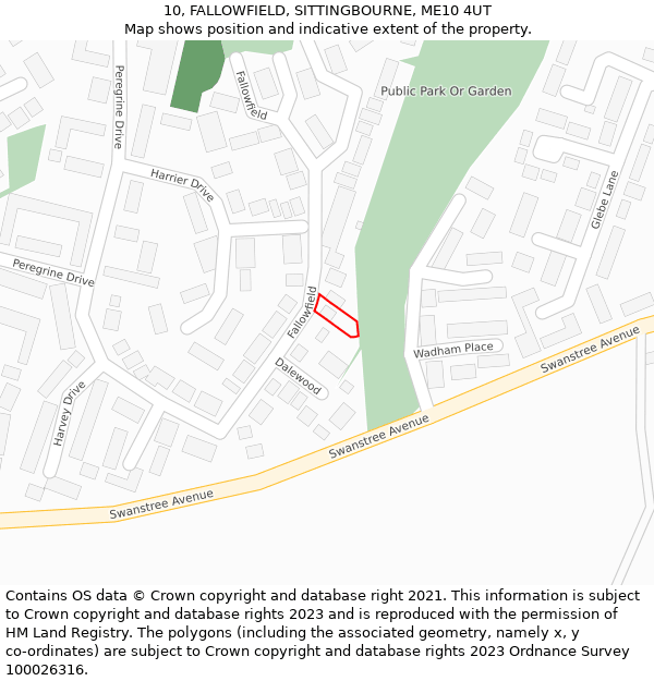 10, FALLOWFIELD, SITTINGBOURNE, ME10 4UT: Location map and indicative extent of plot