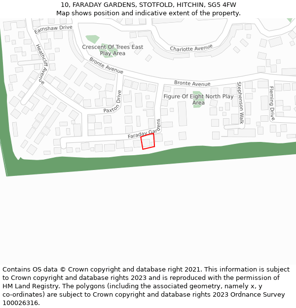 10, FARADAY GARDENS, STOTFOLD, HITCHIN, SG5 4FW: Location map and indicative extent of plot